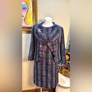Karl Lagerfield Women's Tweed Jacket and Dress Set in Multicolor Plaid